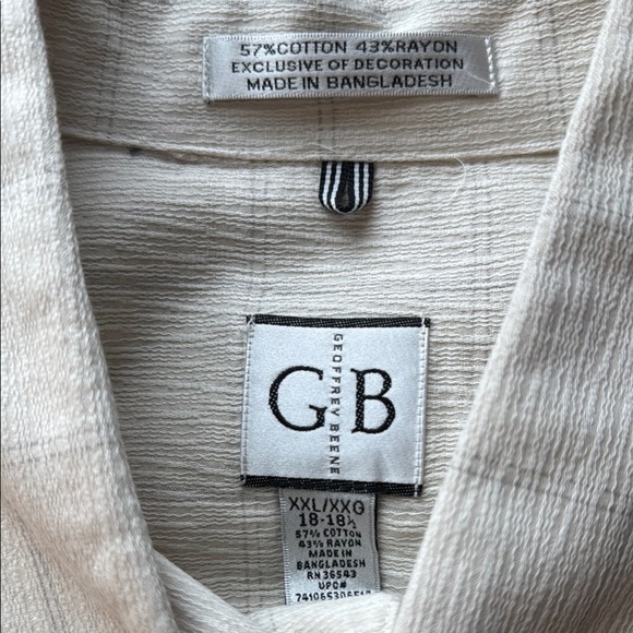 Geoffrey Beene Cream Casual Button Down Shirt Short Sleeve - Picture 3 of 4